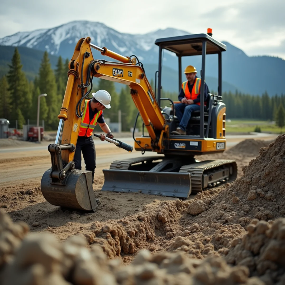 Norton Management Services excavator grading residential site in Wasilla AK