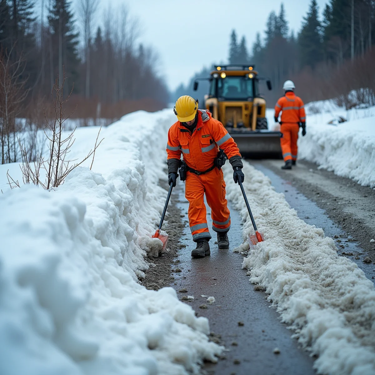 Positioning commercial snow storage pile downhill from parking lot catch basins