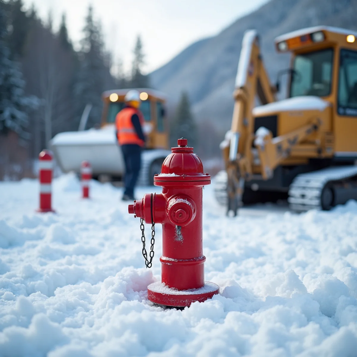 Maintaining clear 15-foot snow clearance radius around municipal fire hydrant