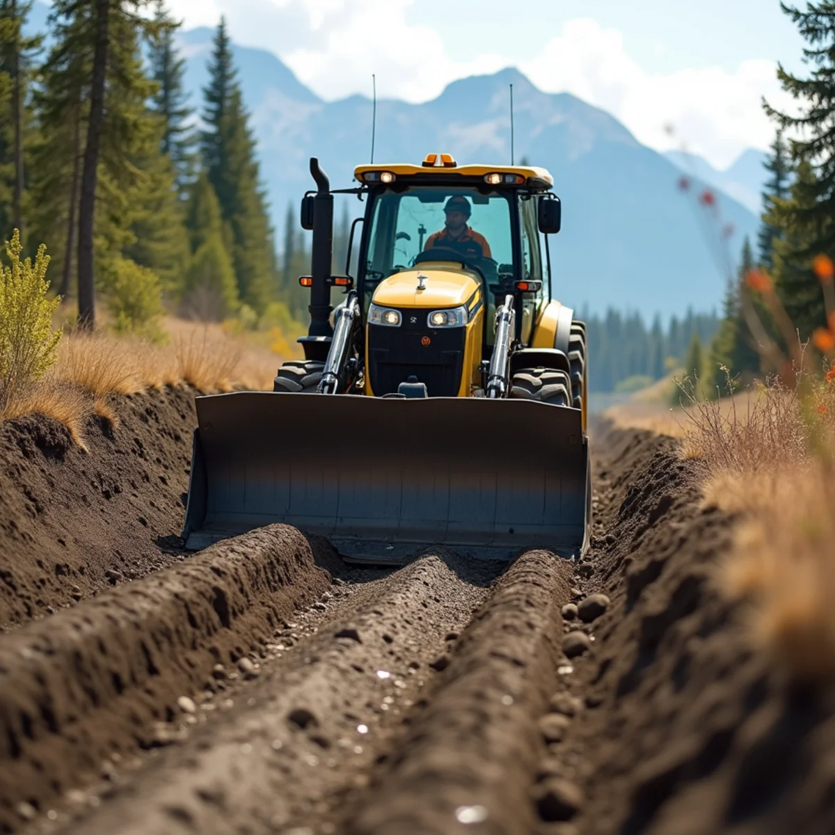 Laser grading drainage ditch to guaranteed positive flowline slope