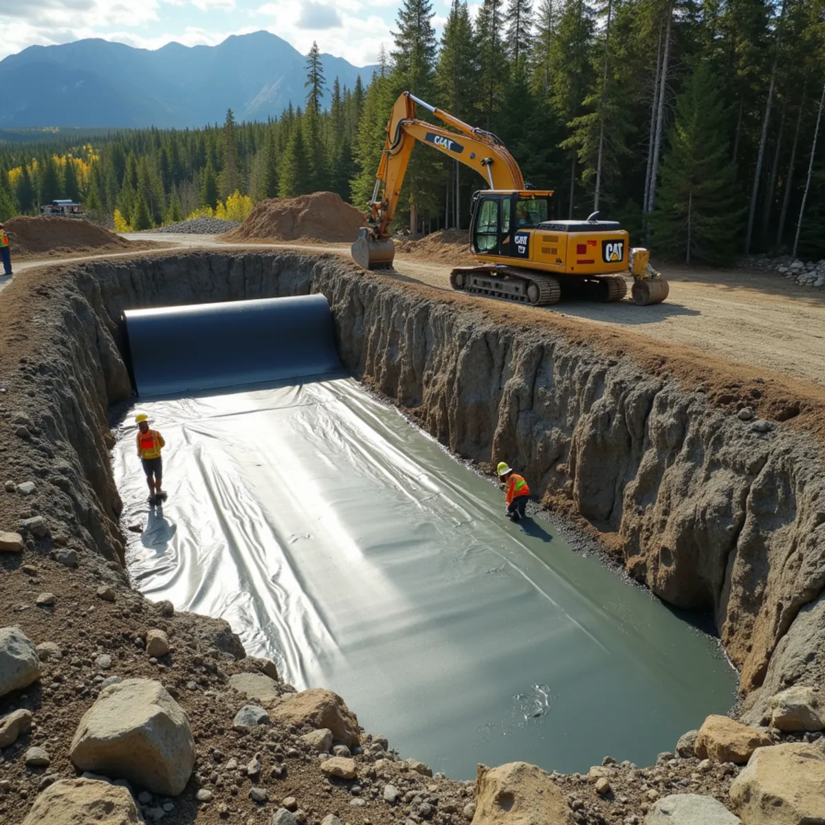 Norton Management Services field crew performing custom pond & water feature construction in Wasilla AK
