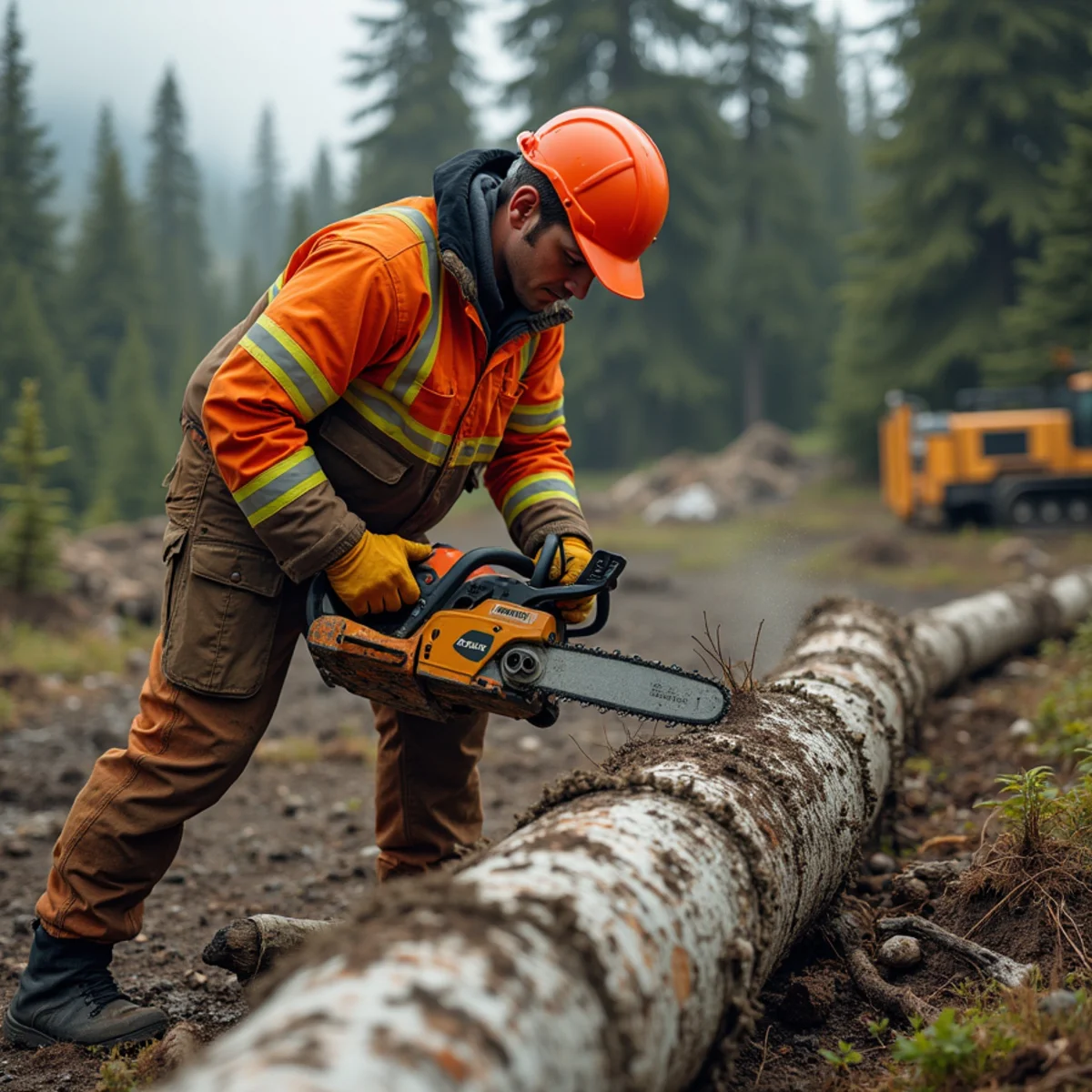 Norton Management Services field crew performing emergency fallen spruce & tree removal in Wasilla AK