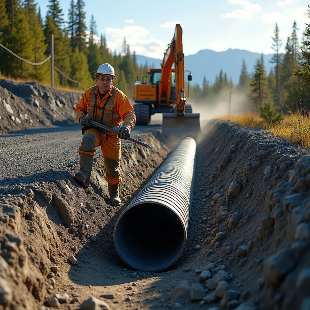 Norton Management Services field crew performing french drain & culvert installation in Wasilla AK
