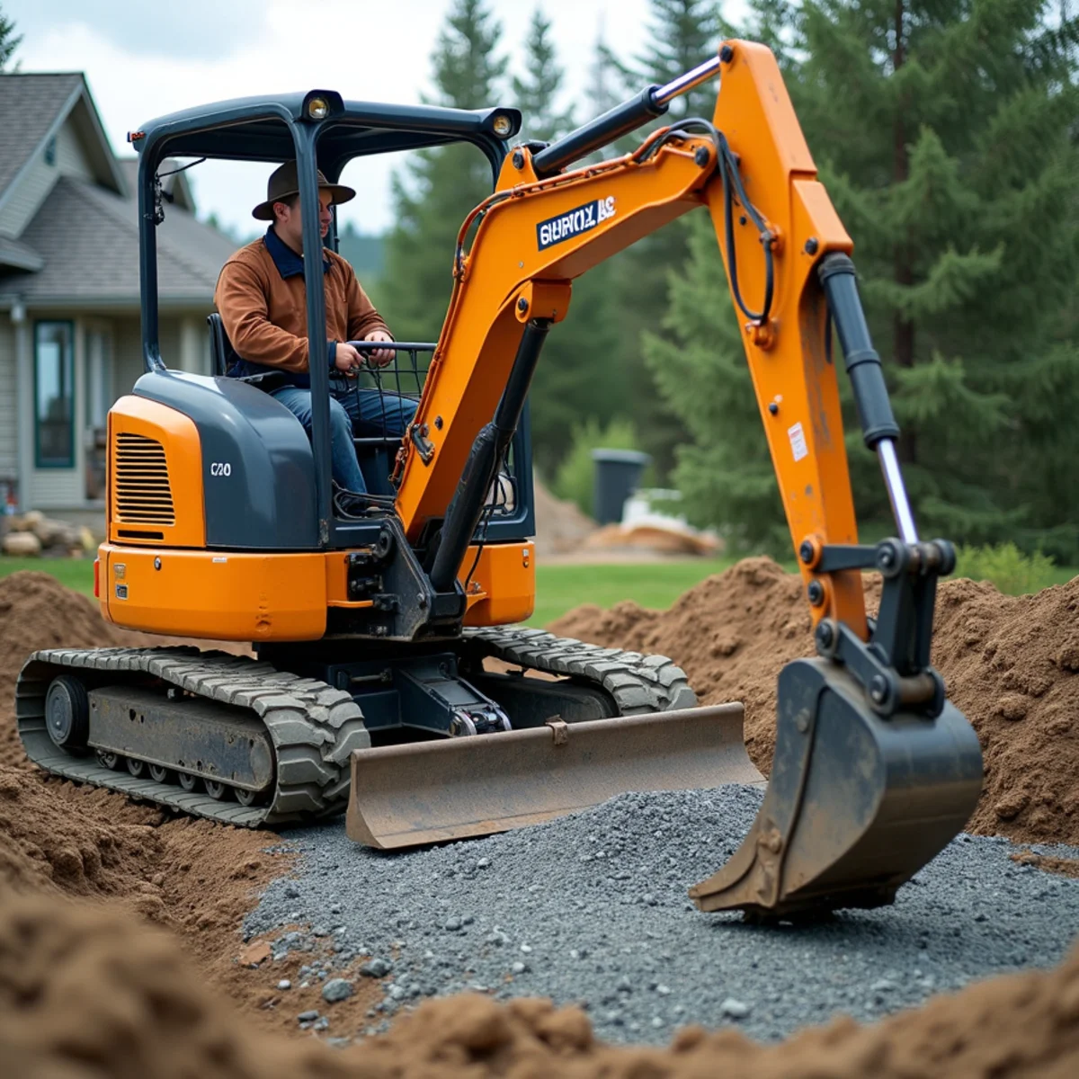 Grading and leveling compact gravel pad for outdoor shed in Wasilla AK