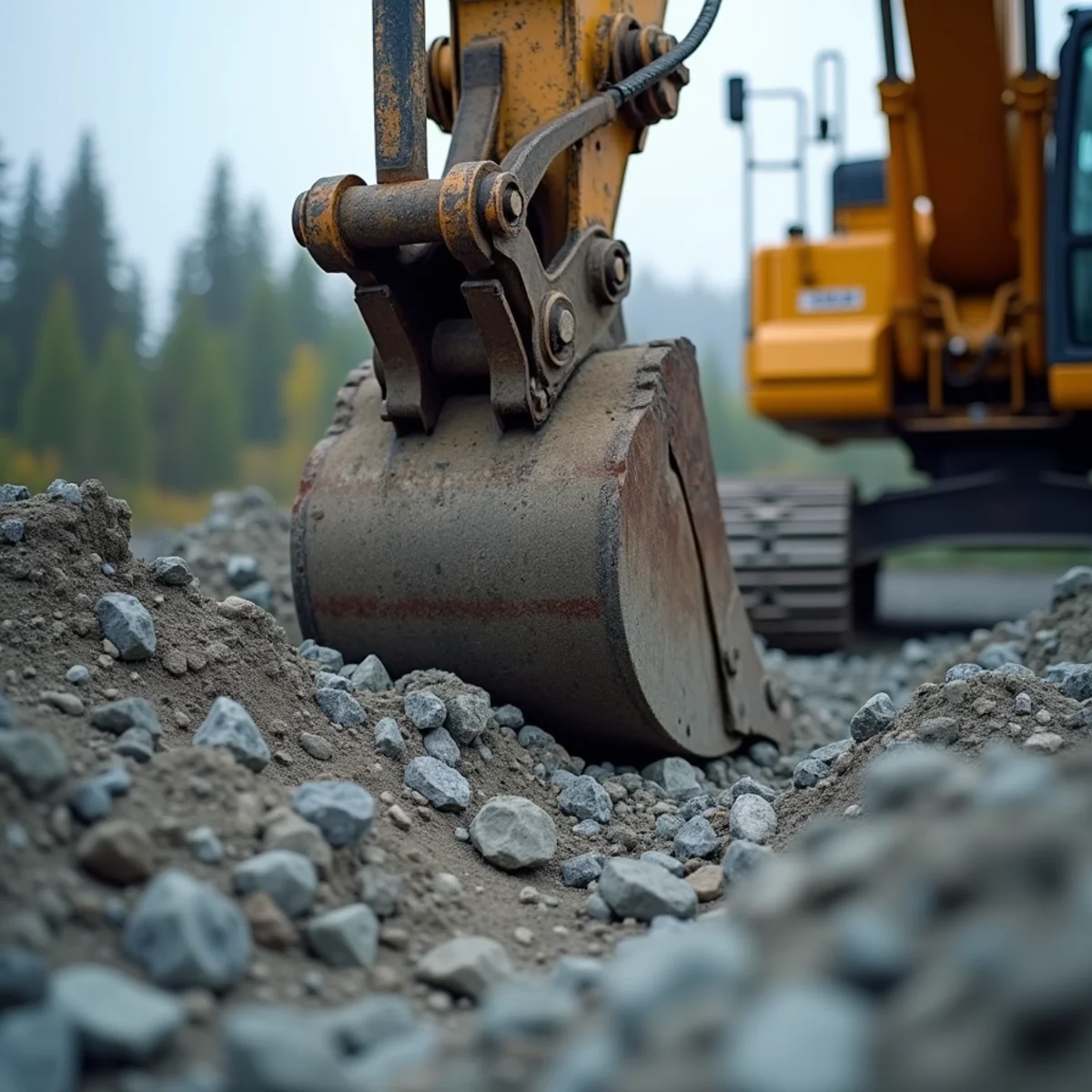 Dense compacted glacial till gravel substrate exposed during foundation digging