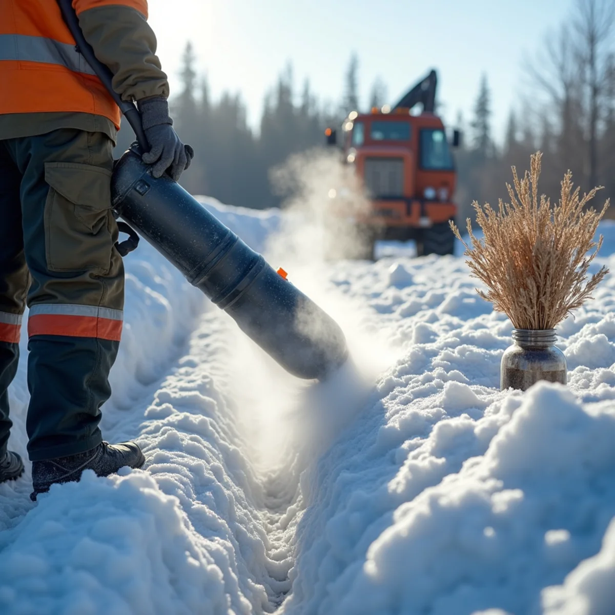 High pressure steam jetting trailer thawing frozen underground pipe in Alaska