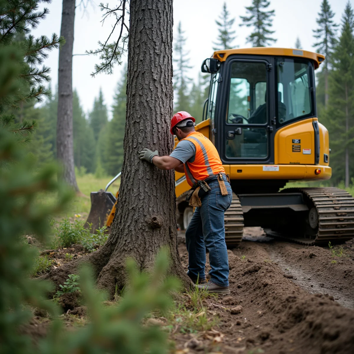 Thinning dense dead black spruce trees to reduce wildfire fuel load in Wasilla